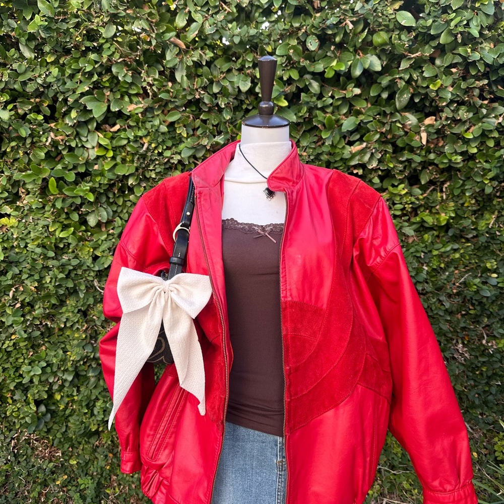 ✨Vintage red leather jacket